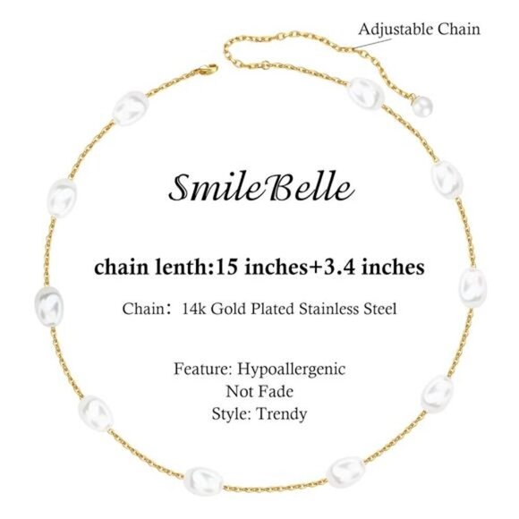 Pearl Necklace Choker Baroque Jewelry for Women Unique Stylish Gift - Picture 4 of 7